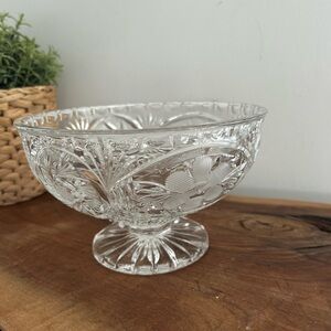 Vintage Crystal Pinwheel Floral Footed Candy Dish Bowl 7”D stunning
